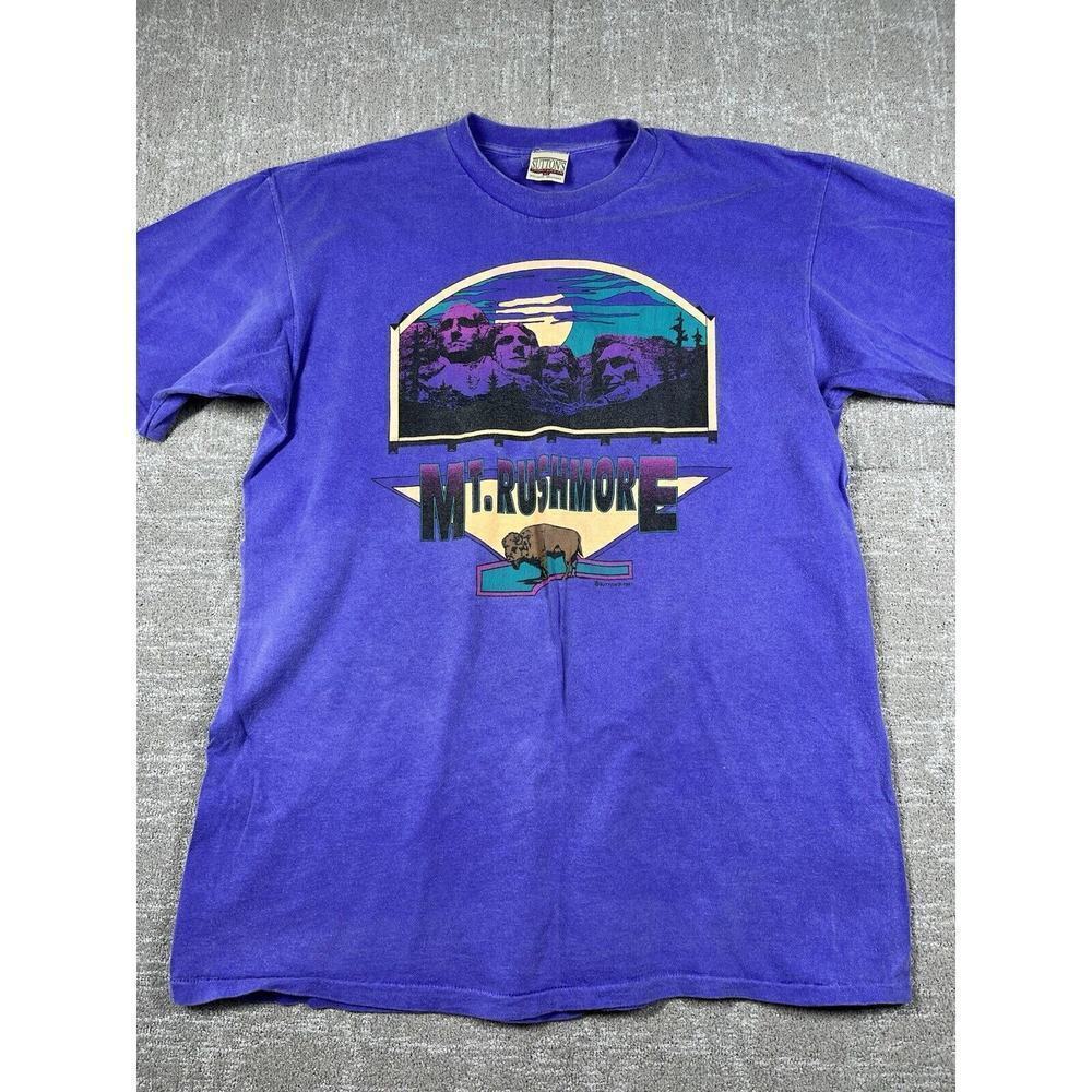 Vintage 90s Mt. Rushmore Single Stitch Purple T Shirt Mens XL